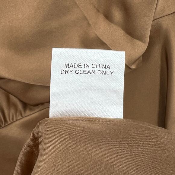 THE SEI Off The Shoulder Silk Maxi Dress Women 2 Brown Satin Cowl Neck Side Slit - Picture 13 of 16